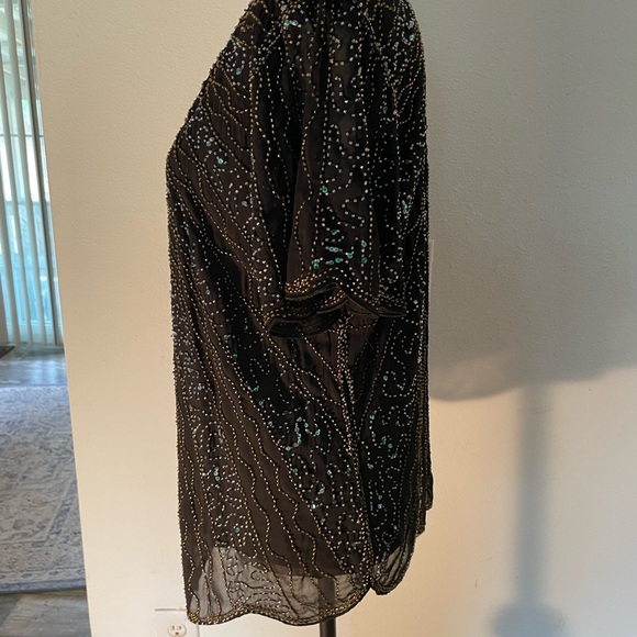 NWT Black sequins & beaded Blouse by Vision For Innovation Size L - Picture 4 of 10